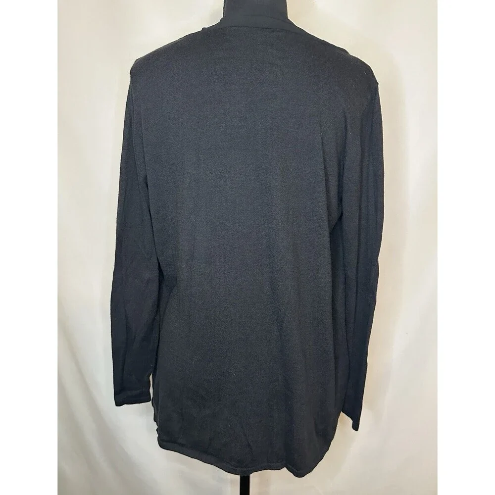 Soft Surroundings Black Open Front‎ Cardigan Cotton Blend Women's MEDIUM
